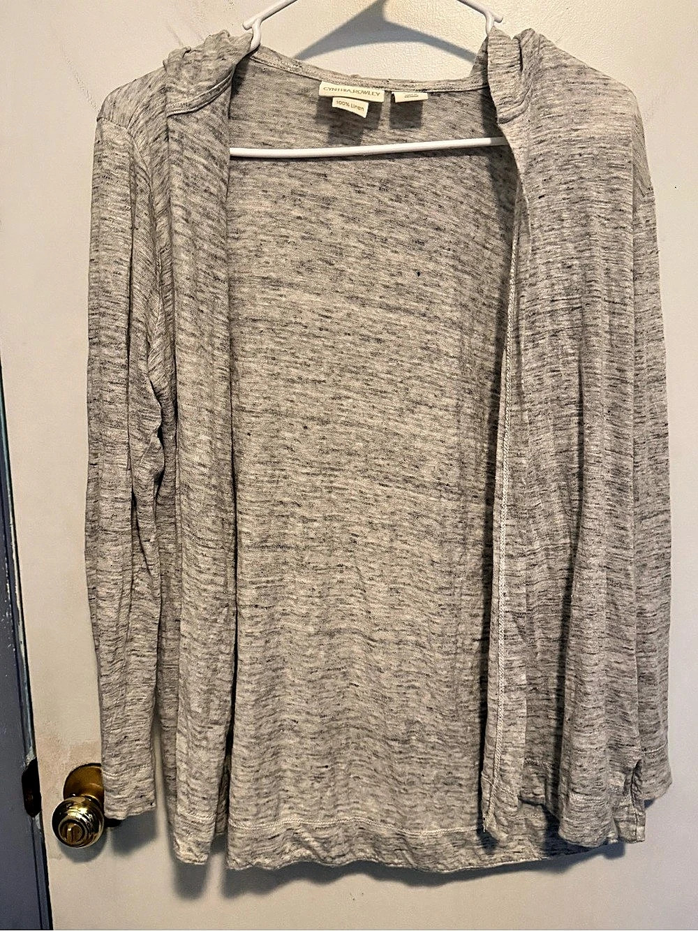 Cynthia Rowley Open Front Linen Cardigan in Gray Size Medium Like New
